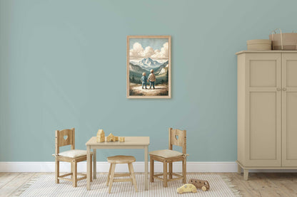 Boys Adventure Wall Art, Nature Decor for Kids, Mountain Print - WildfieldPrints