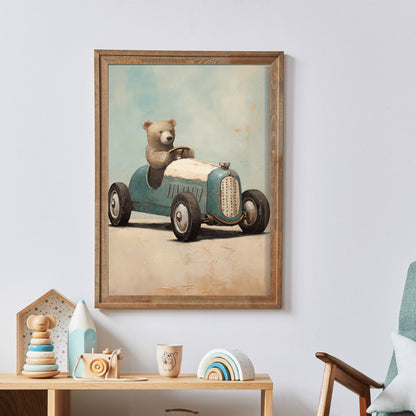 Boys Car Decor, Unique Vintage Wall Art for Nursery or Playroom - WildfieldPrints