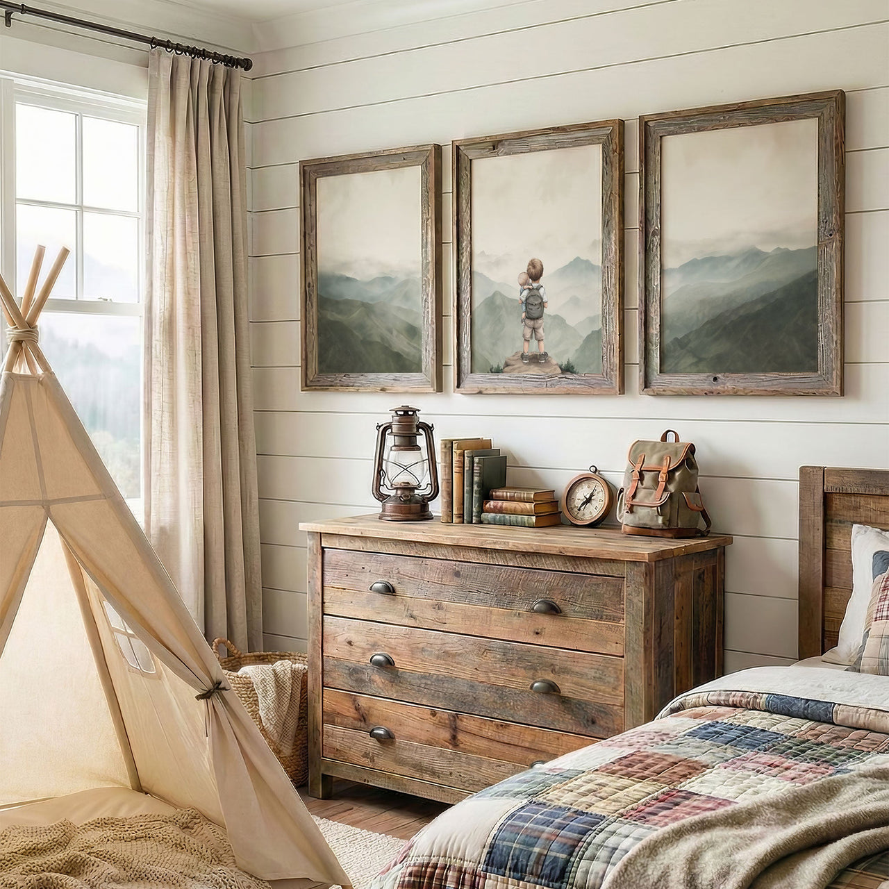 Brother Adventure Wall Art – Nursery Mountain Print for Boys • Set of 3