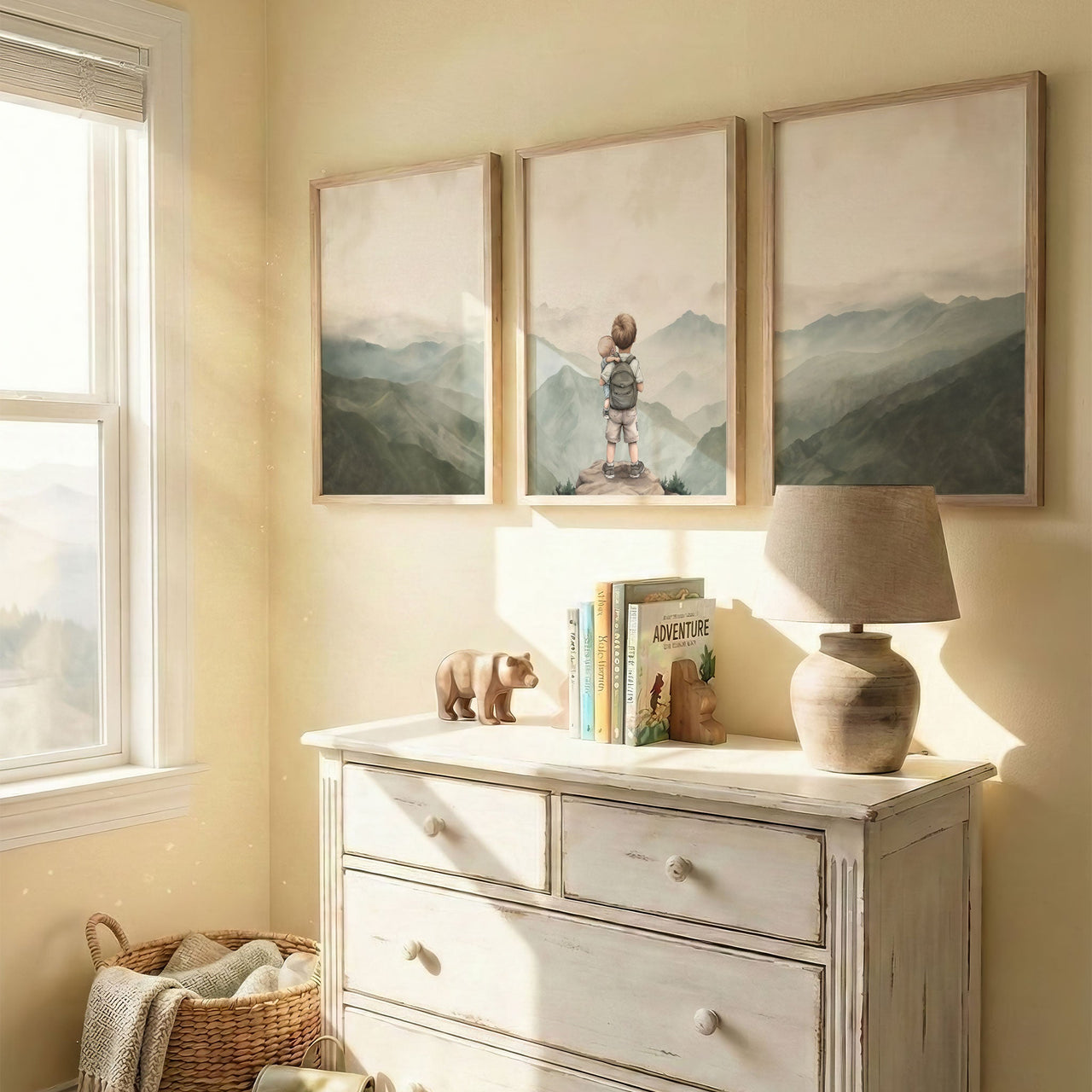 Brother Adventure Wall Art – Nursery Mountain Print for Boys • Set of 3