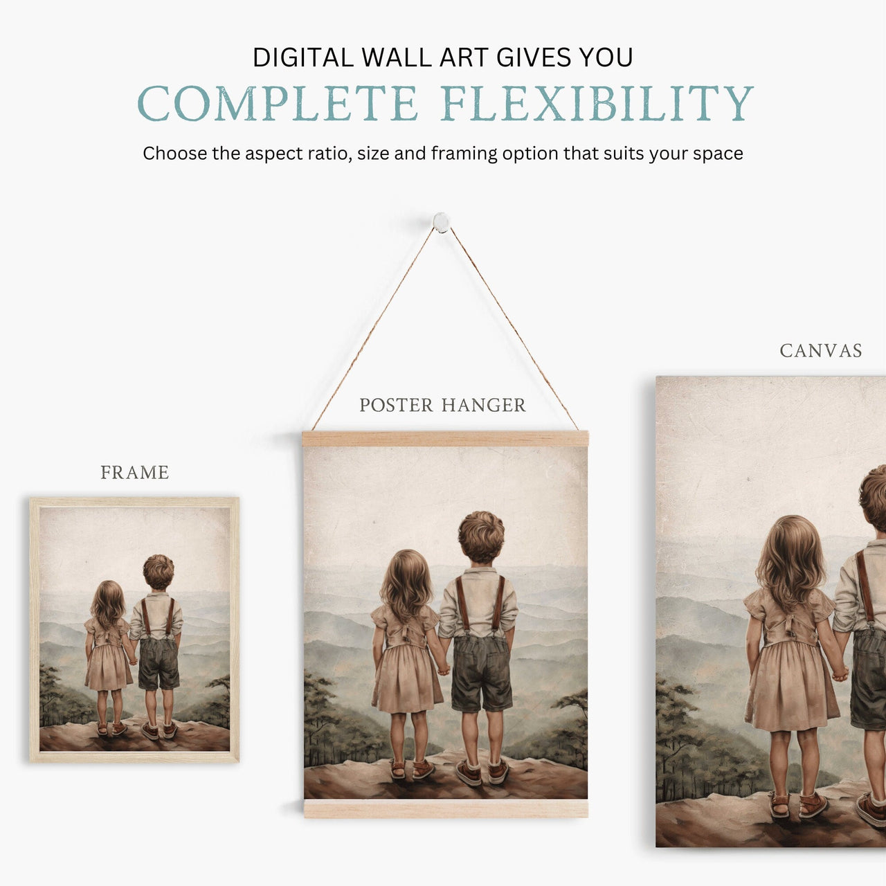 Brother and Sister Wall Art – Siblings Nursery Print