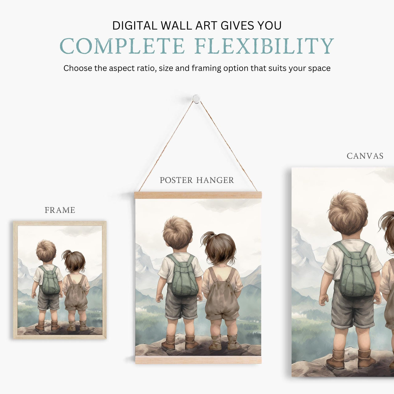 Sibling Adventure Wall Art – Family Nursery Decor
