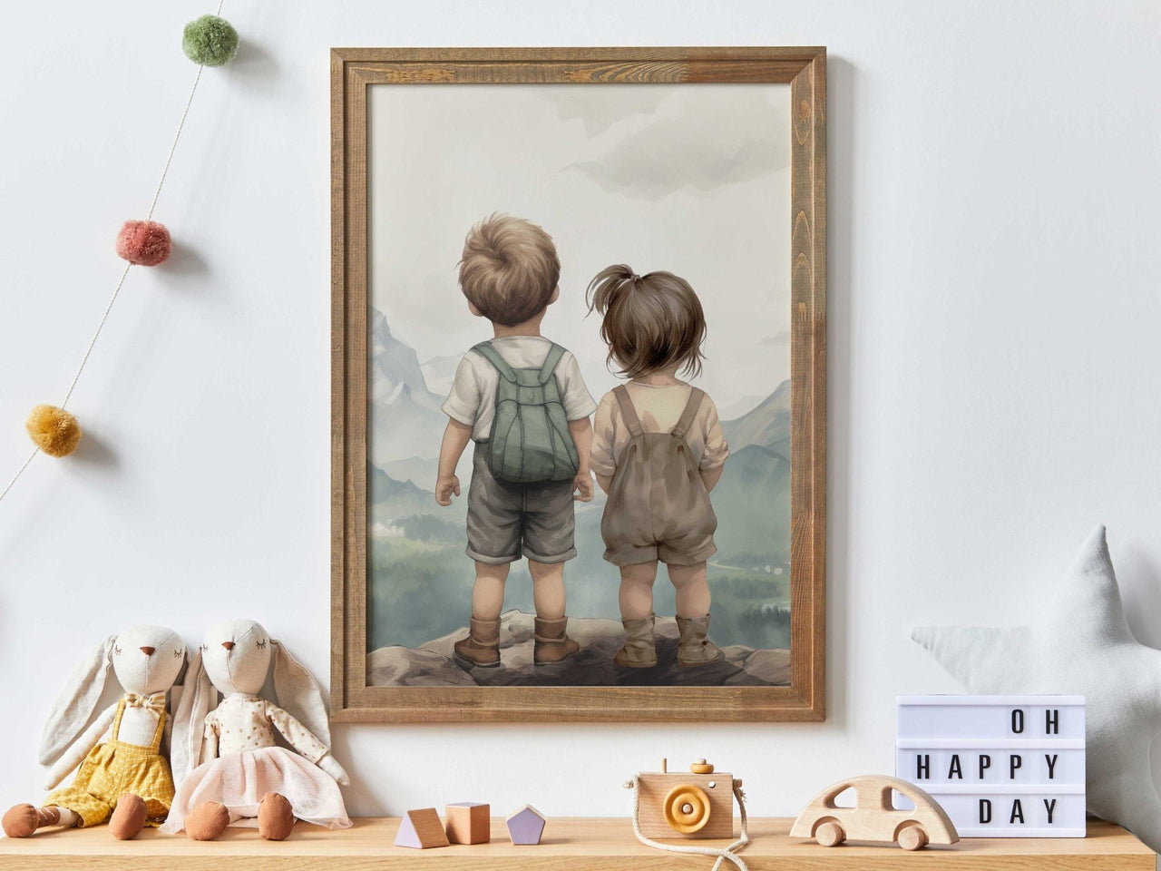 Sibling Adventure Wall Art – Family Nursery Decor