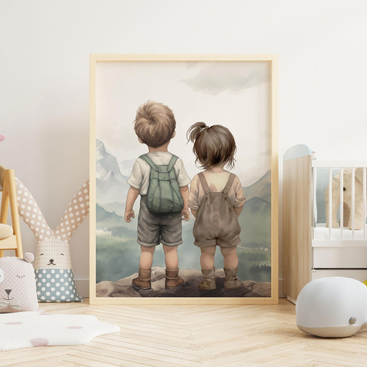Sibling Adventure Wall Art – Family Nursery Decor