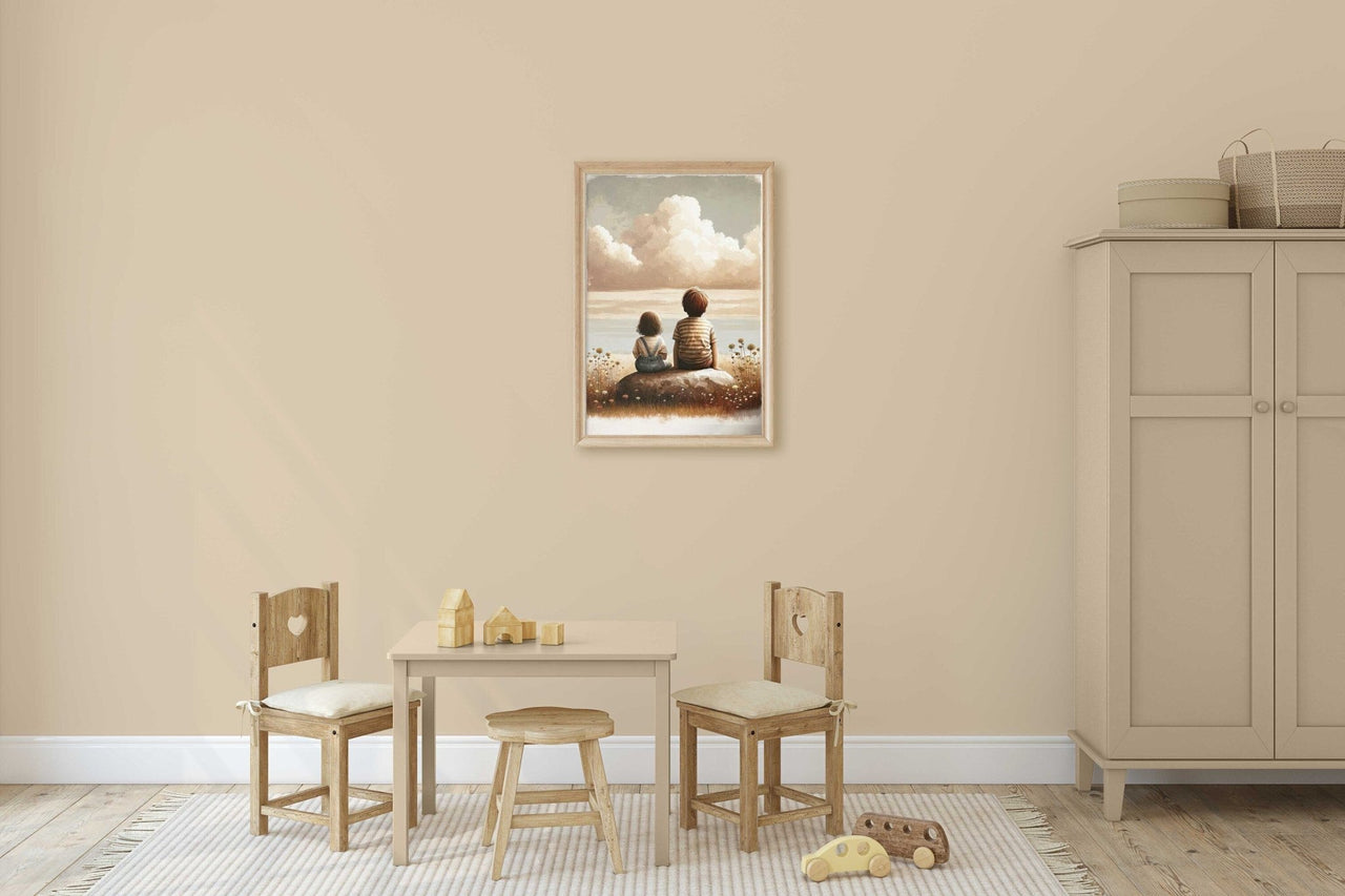 Brother and Sister Wall Art – Sibling Nature Print for Kids Room