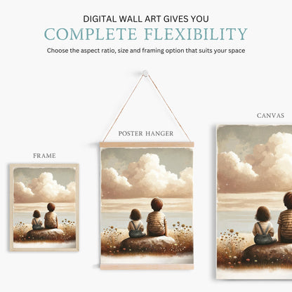 Brother and Sister Wall Art, Nature Kids Decor, Siblings Portrait - WildfieldPrints