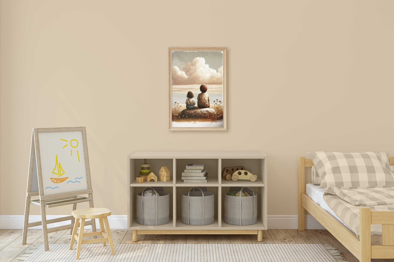 Brother and Sister Wall Art – Sibling Nature Print for Kids Room