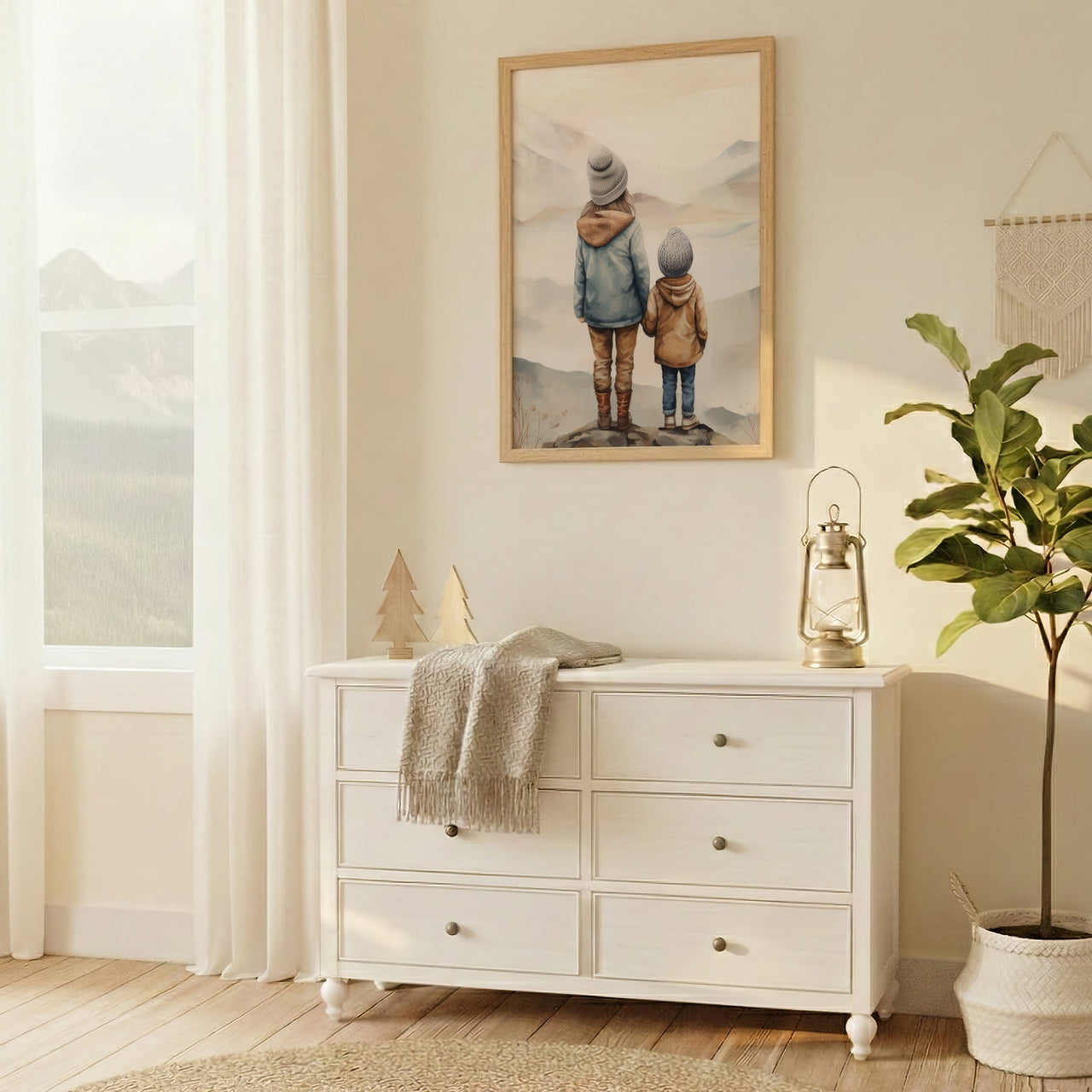 Brother and Sister Wall Art – Nature Kids Room Print