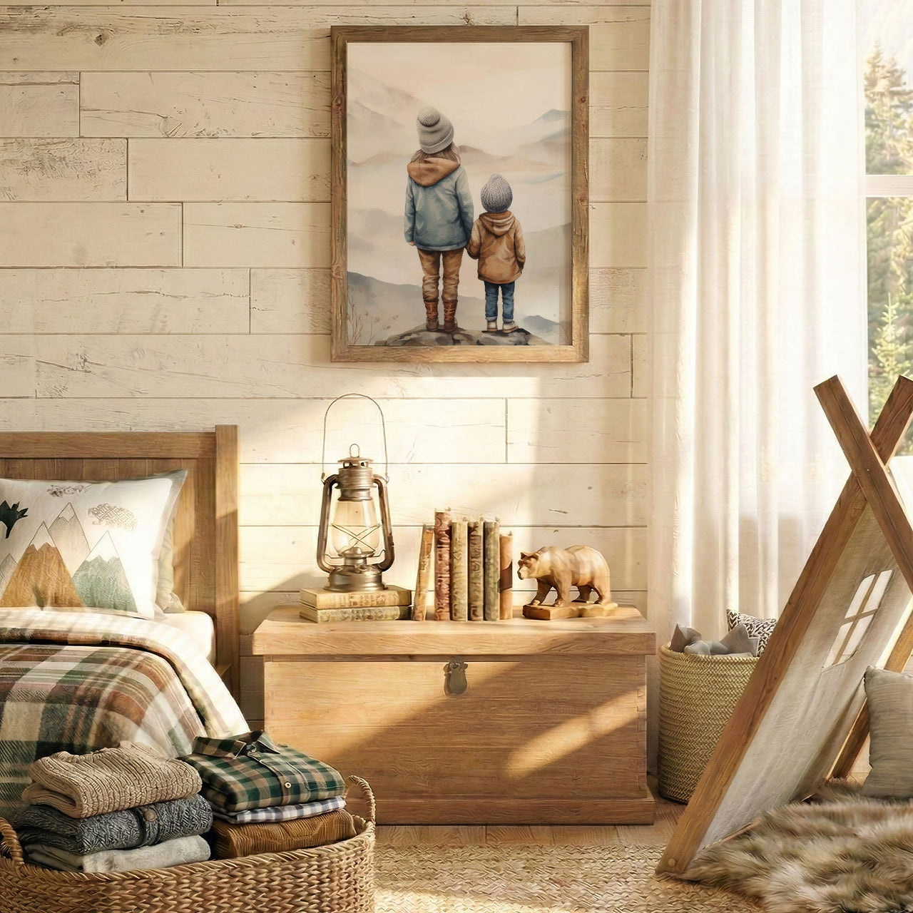 Brother and Sister Wall Art – Nature Kids Room Print