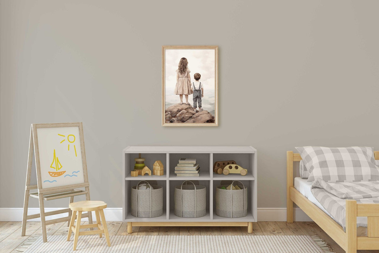 Sibling Mountain Wall Art – Nature Kids Room Decor