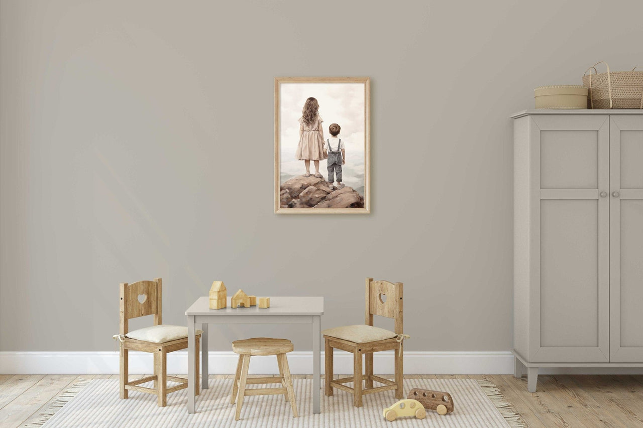 Sibling Mountain Wall Art – Nature Kids Room Decor