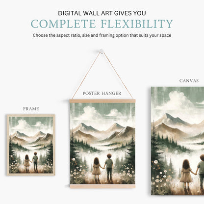 Brother and Sister Wall Art, Sibling Room Decor, Adventure Nursery Decor - WildfieldPrints