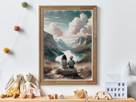 Brother and Sister Wall Art, Sibling Room Decor, Adventure Prints - WildfieldPrints