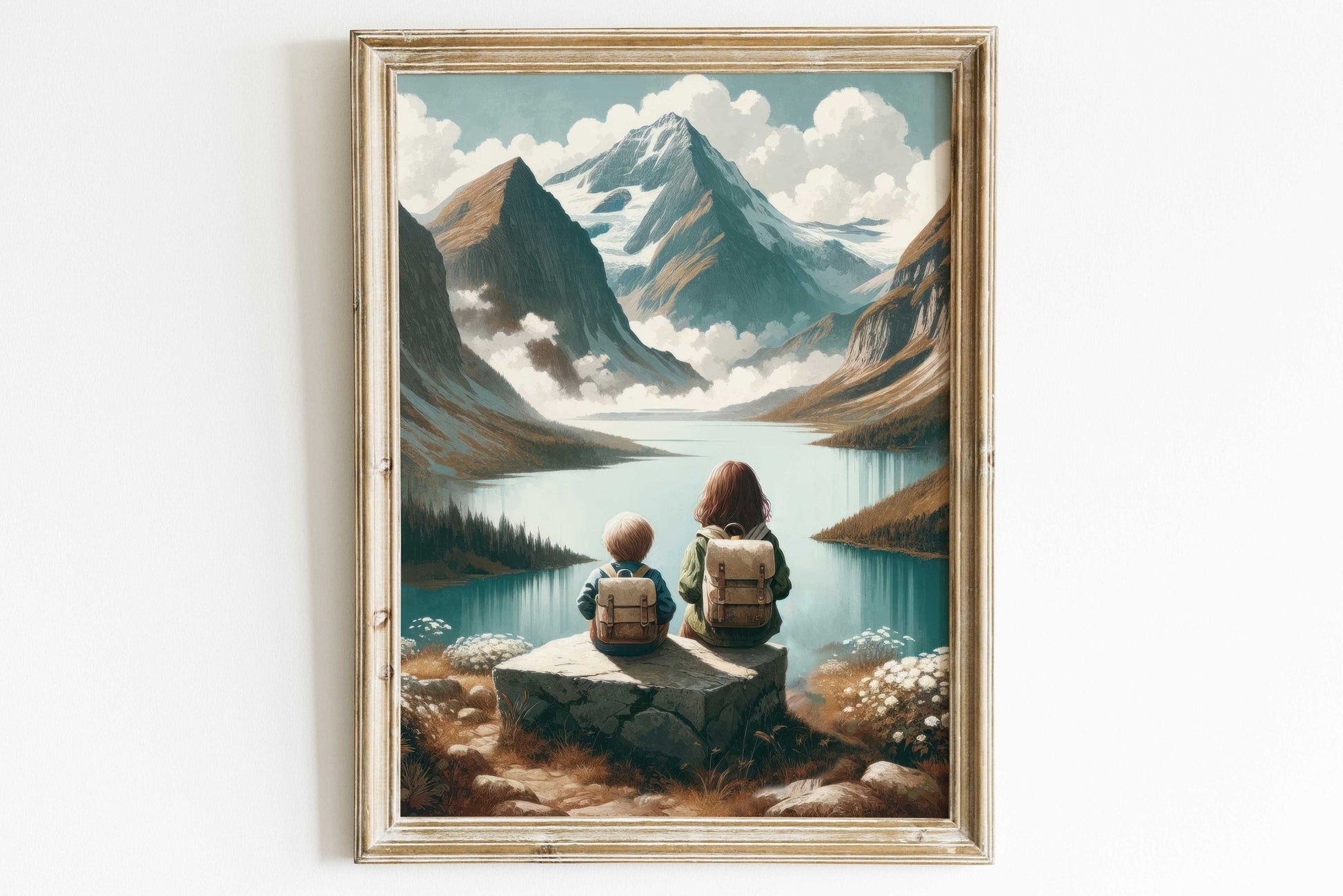 Brother and Sister Wall Art, Sibling Room Decor, Mountain Nursery Art - WildfieldPrints