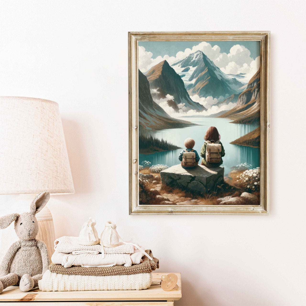Brother and Sister Wall Art – Sibling Nursery Print