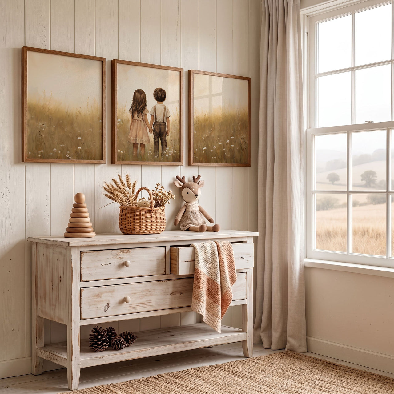 Brother and Sister Wall Art – Sibling Shared Bedroom Print • Set of 3
