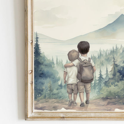 Brother Art, Boys Room Decor, Forest Themed Wall Prints - WildfieldPrints