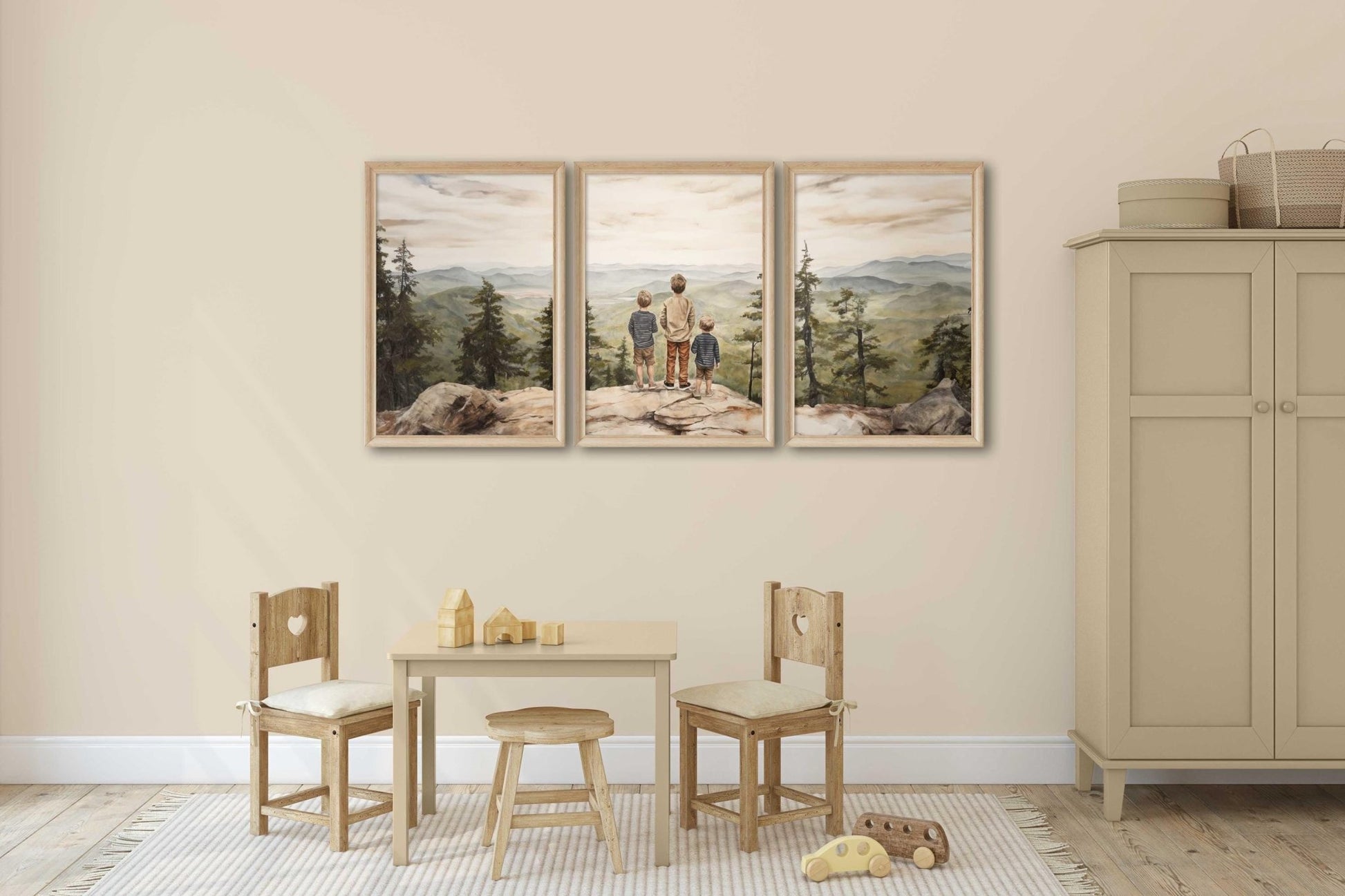 Brother Painting, Mountain Nursery Decor, Adventure Art for Kids - WildfieldPrints
