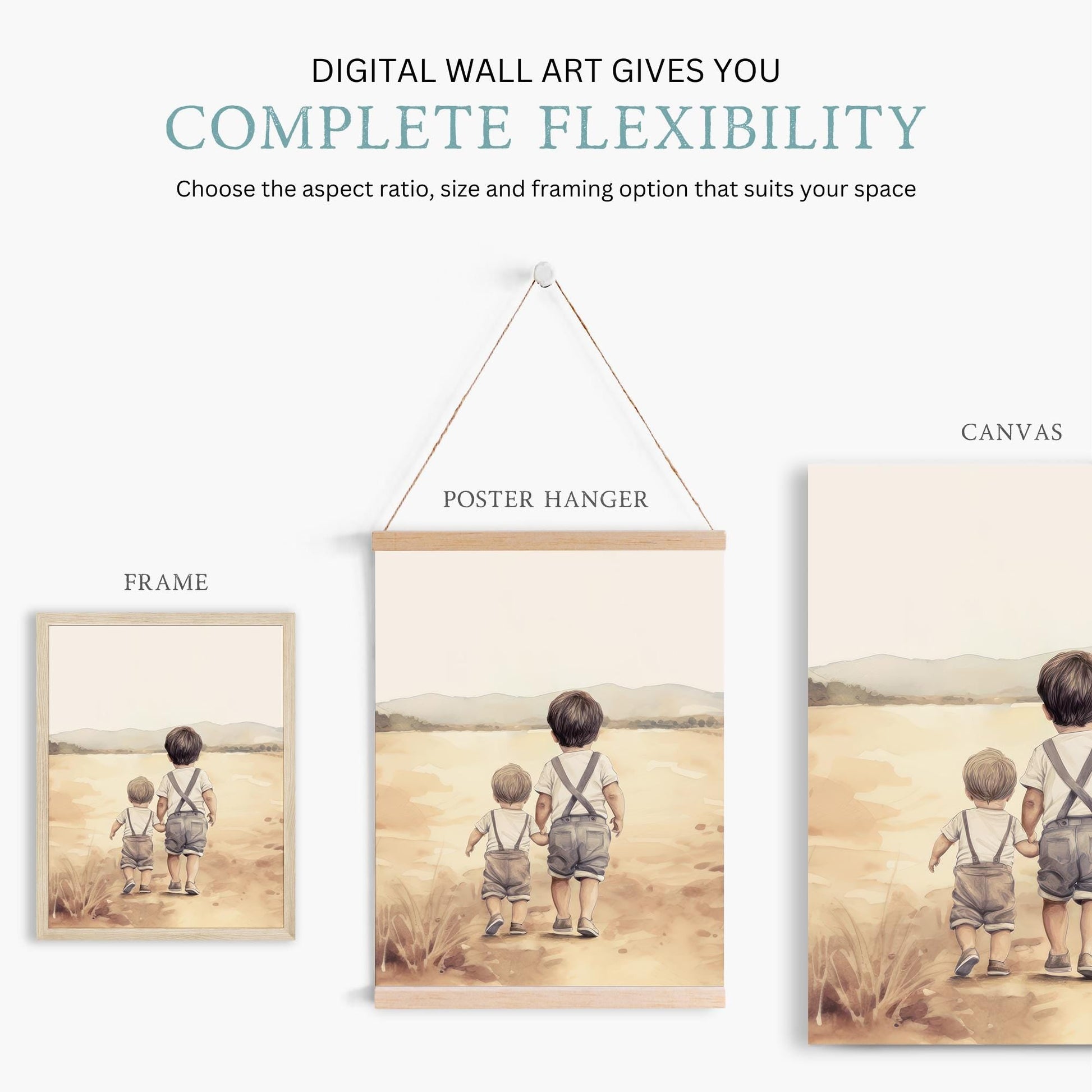 Brother Prints, Farmhouse Nursery Decor, Little Brothers Artwork - WildfieldPrints