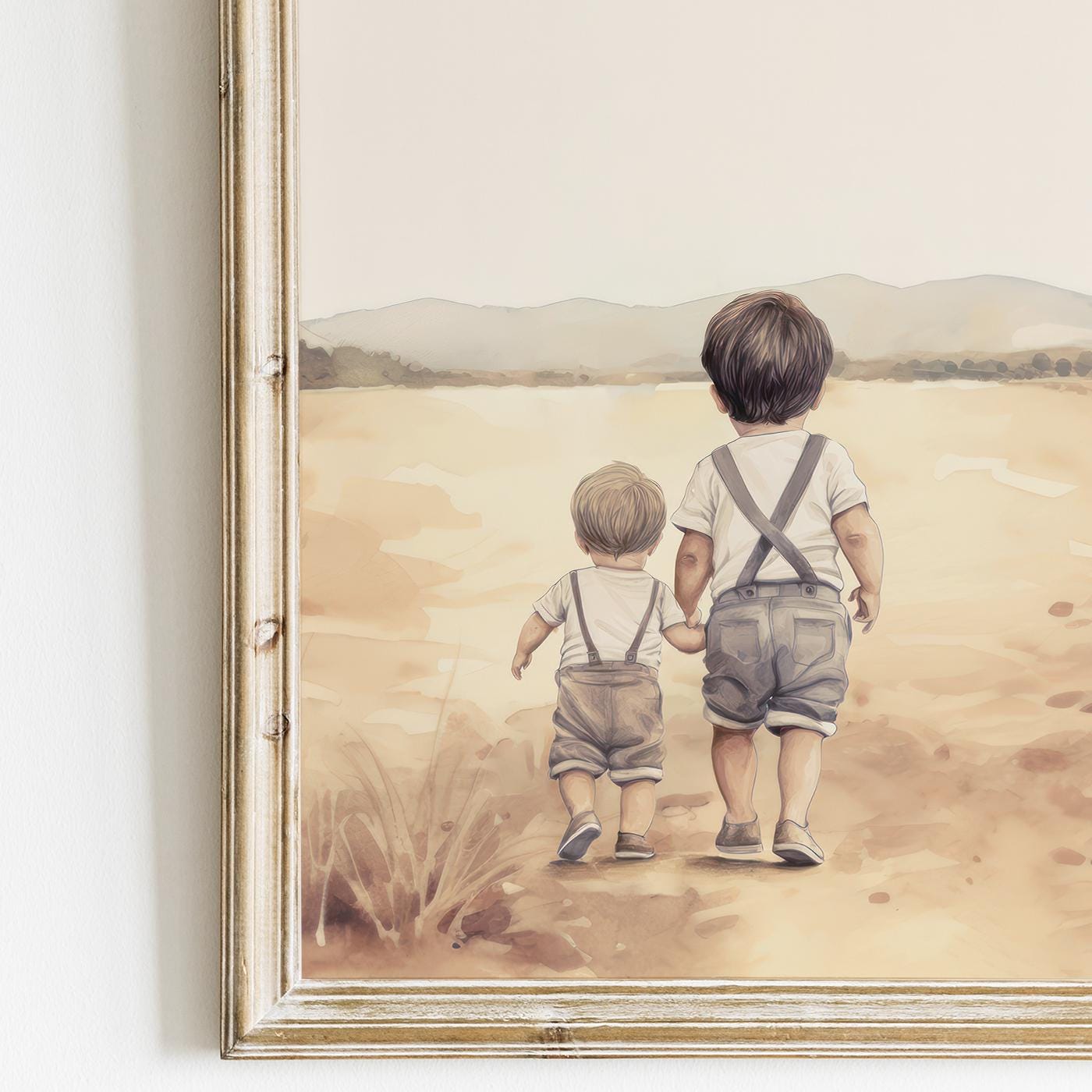 Brother Prints, Farmhouse Nursery Decor, Little Brothers Artwork - WildfieldPrints