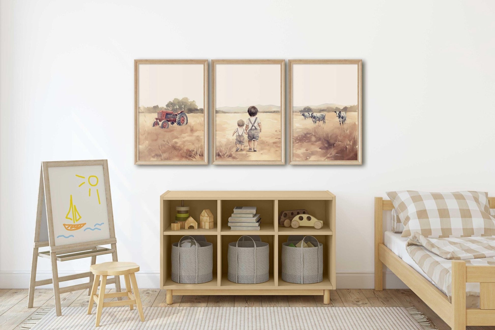 Brother Prints, Farmhouse Nursery Decor, Little Brothers Artwork - WildfieldPrints