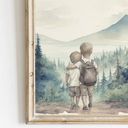 Brother Prints, Forest Nursery Art, Blond Boys Room Decor - WildfieldPrints