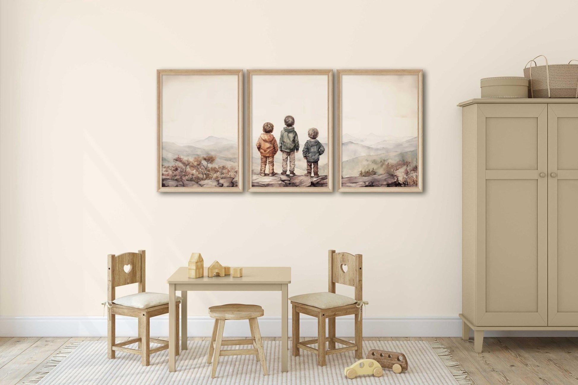 Brother Prints, Three Brothers Artwork, Mountain Adventure Decor - WildfieldPrints