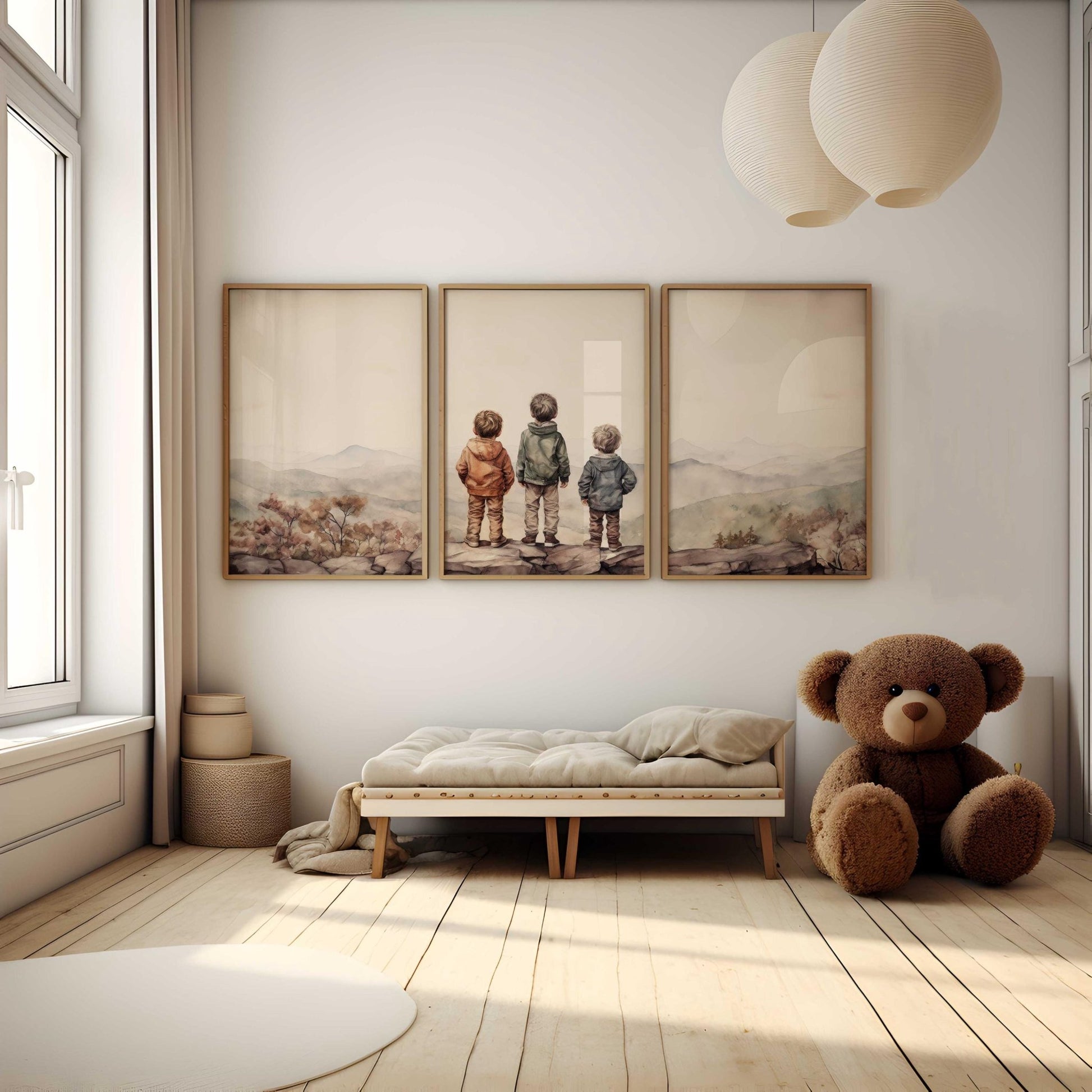Brother Prints, Three Brothers Artwork, Mountain Adventure Decor - WildfieldPrints
