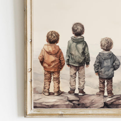Brother Prints, Three Brothers Artwork, Mountain Adventure Decor - WildfieldPrints