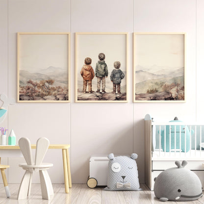 Brother Prints, Three Brothers Artwork, Mountain Adventure Decor - WildfieldPrints