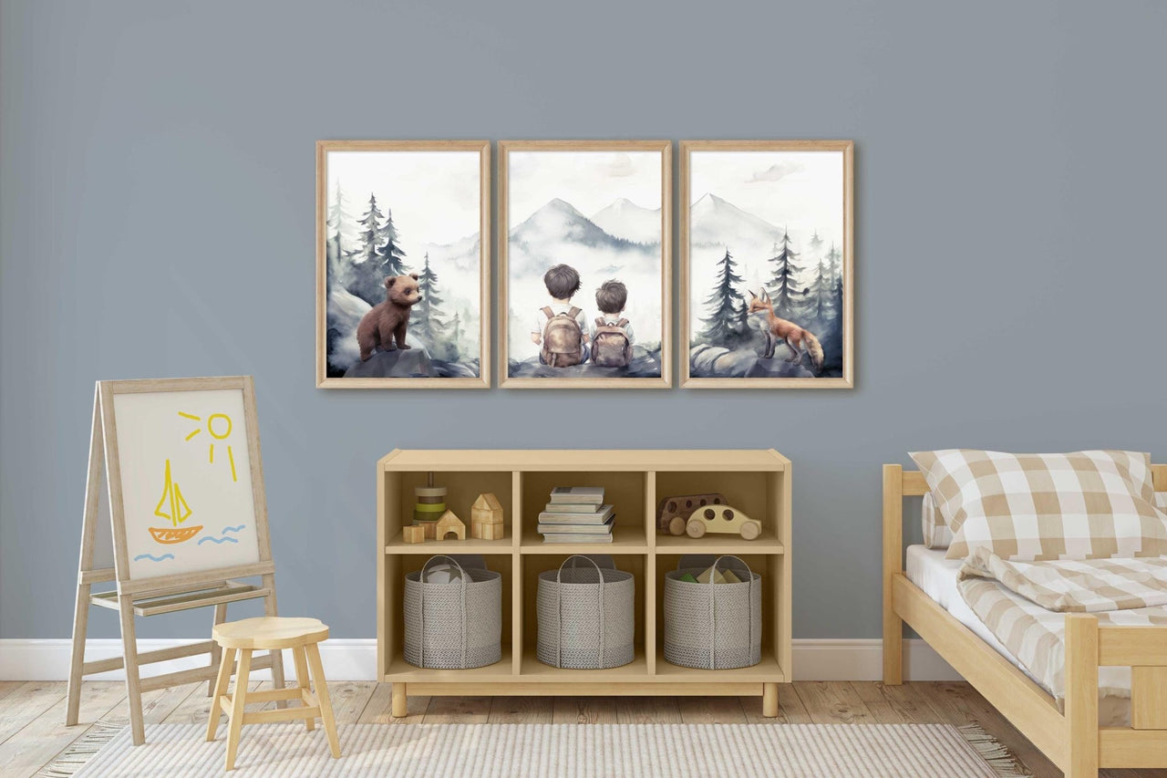 Woodland Animal Wall Art – Adventure Nursery Print • Set of 3