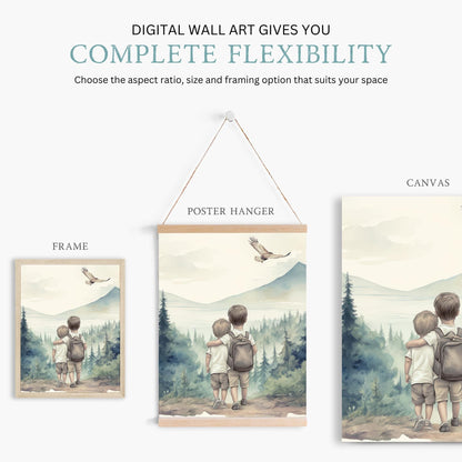 Brother Room Decor, Bear & Fox Print, Woodland Nursery Art - WildfieldPrints