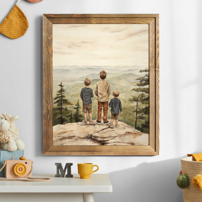 Brother Room Decor, Brothers Bedroom, Three Brothers Painting, Best Friends, Adventure Nursery, Shared Brother Room, PRINTABLE Boy Wall Art - My Store