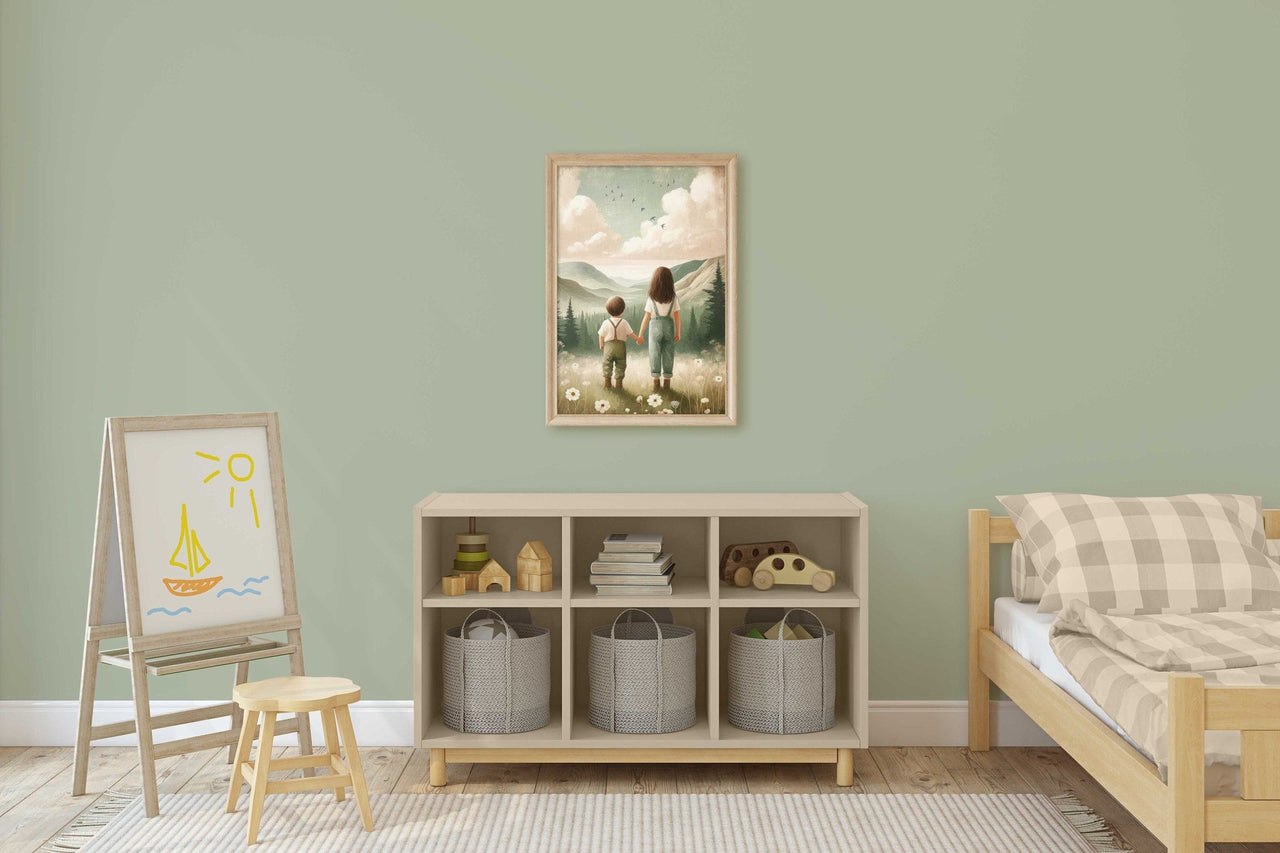 Siblings Adventure Wall Art – Family Nursery Print