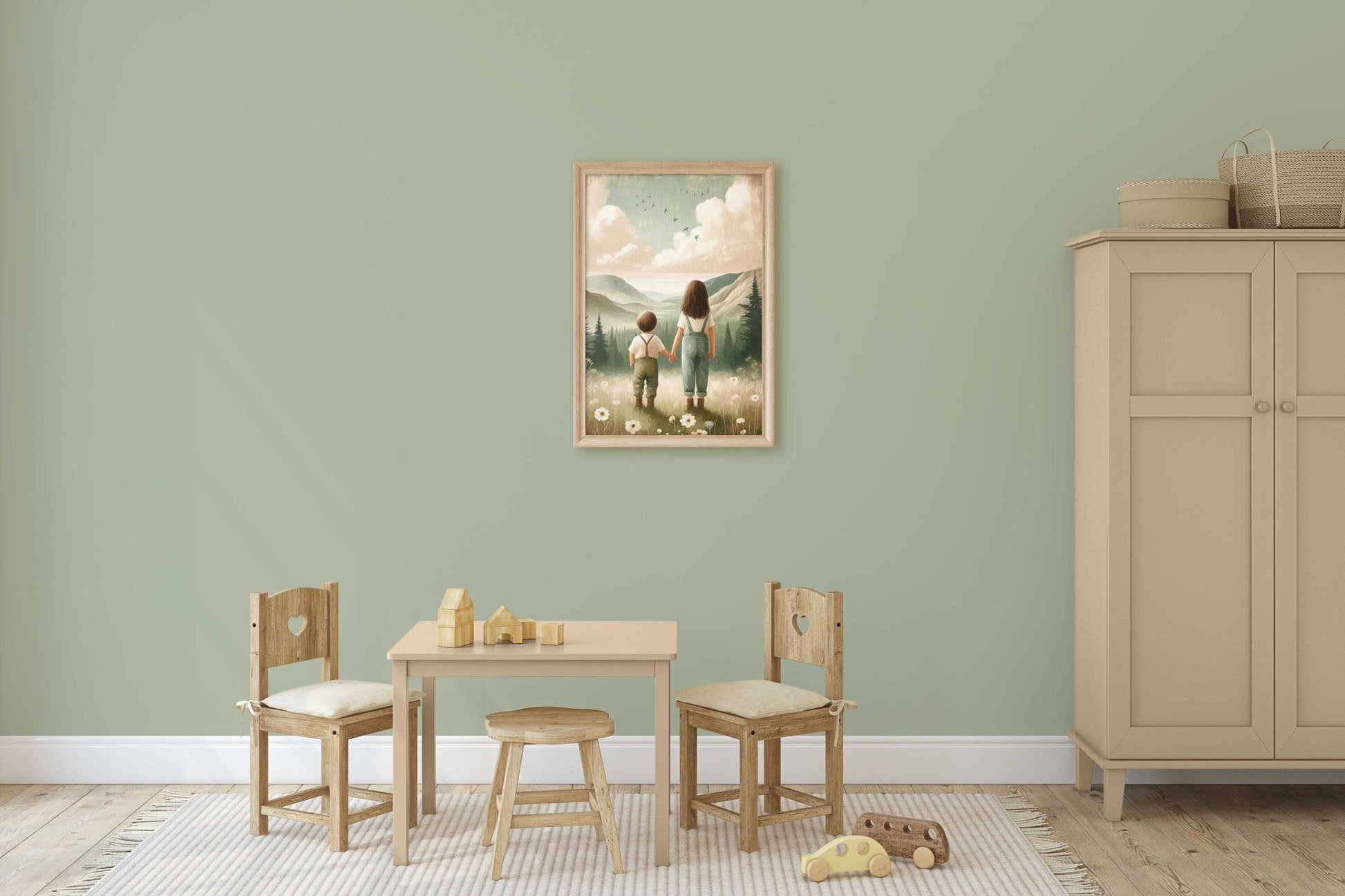 Brother & Sister Art, Siblings Adventure Decor, Mountain Theme Prints - WildfieldPrints