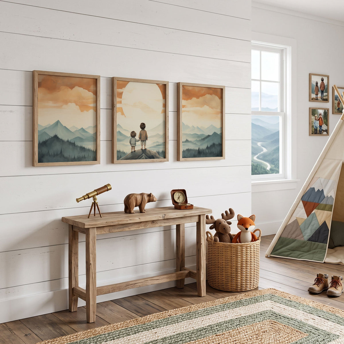Brother Sister Wall Art – Adventure Nursery Print • Set of 3