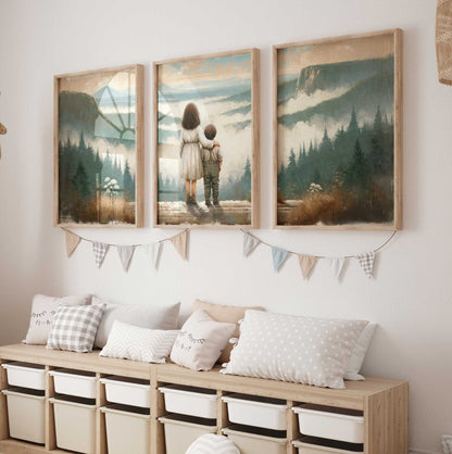 Brother & Sister Wall Art, Boy and Girl Print, Adventure Decor - WildfieldPrints