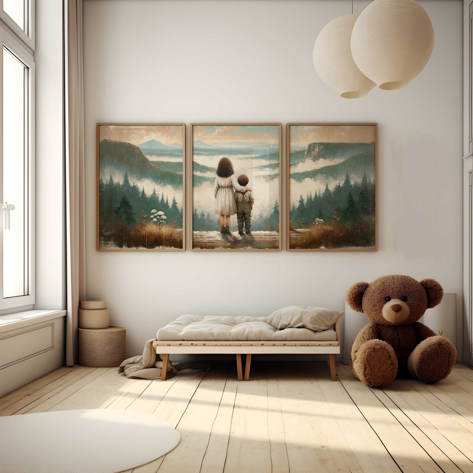 Brother & Sister Wall Art, Boy and Girl Print, Adventure Decor - WildfieldPrints