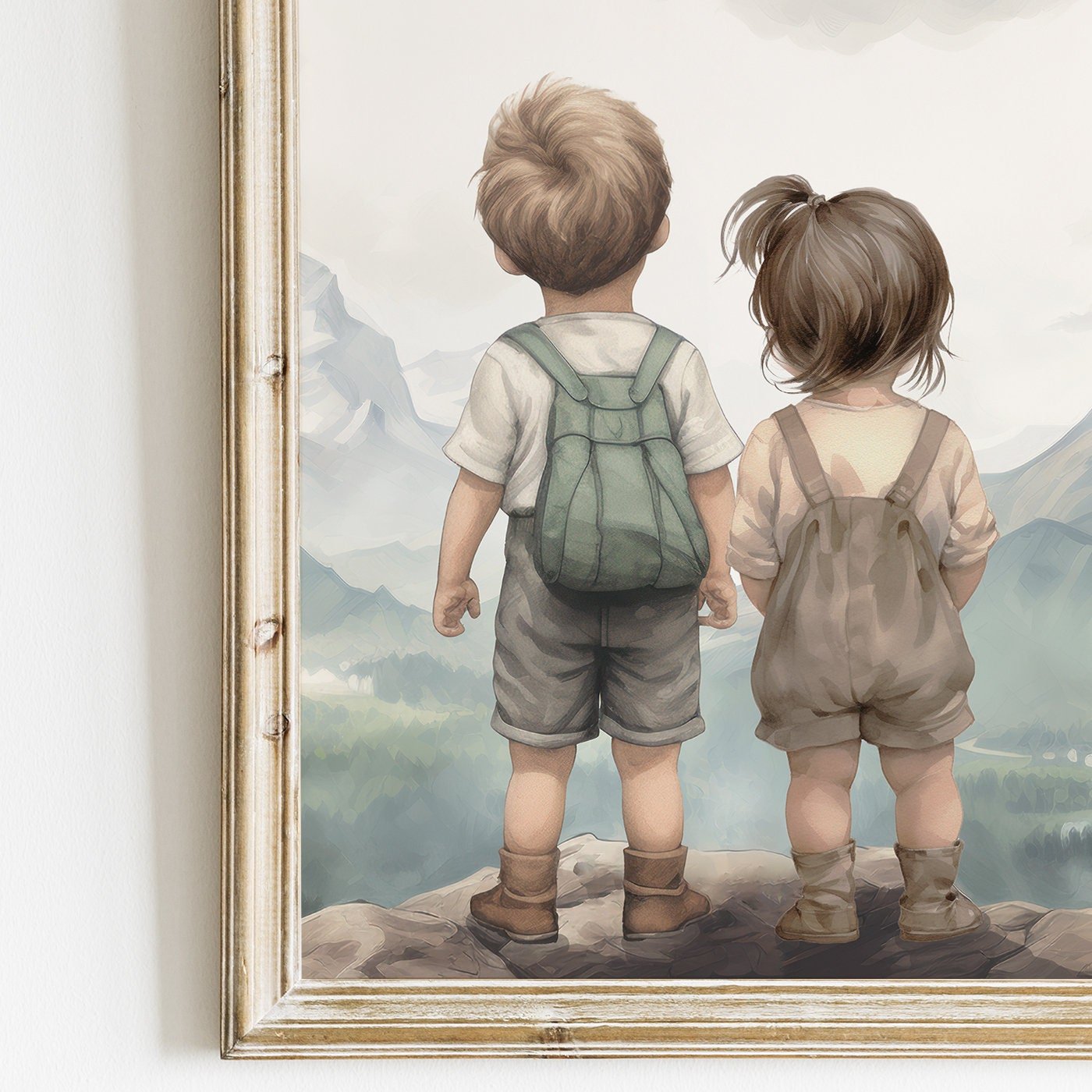 Brother & Sister Wall Art, Boy and Girl Prints, Mountain Decor - WildfieldPrints