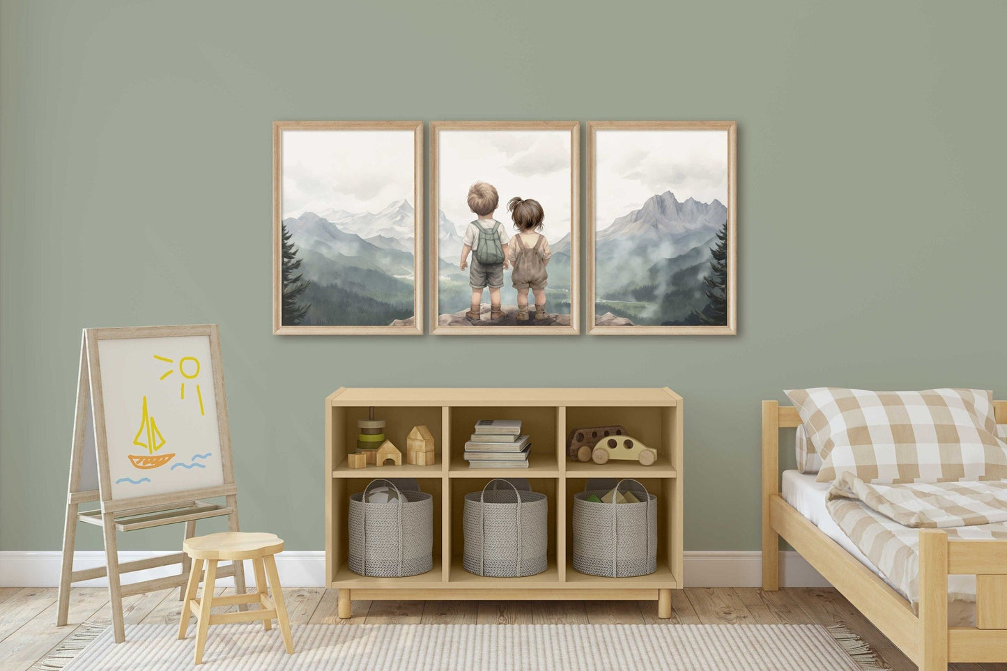 Brother & Sister Wall Art, Boy and Girl Prints, Mountain Decor - WildfieldPrints