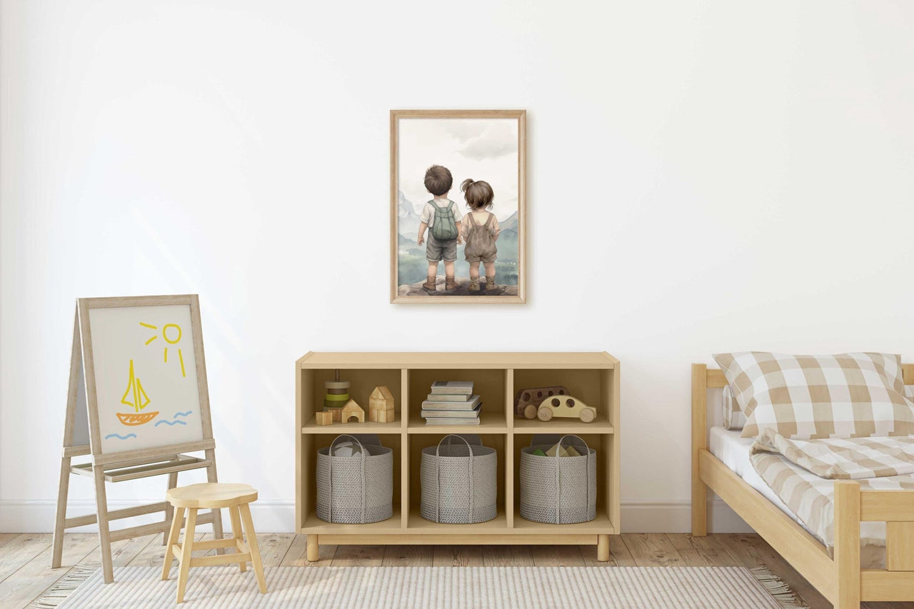 Brother & Sister Wall Art – Sibling Adventure Kids Print