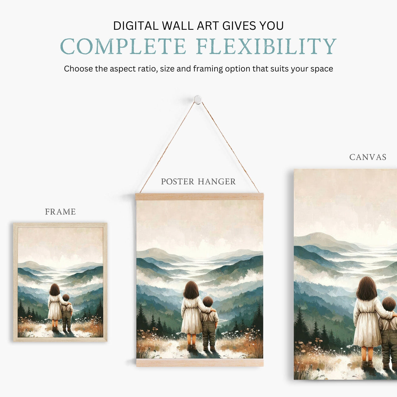 Siblings Adventure Wall Art – Family Nursery Print