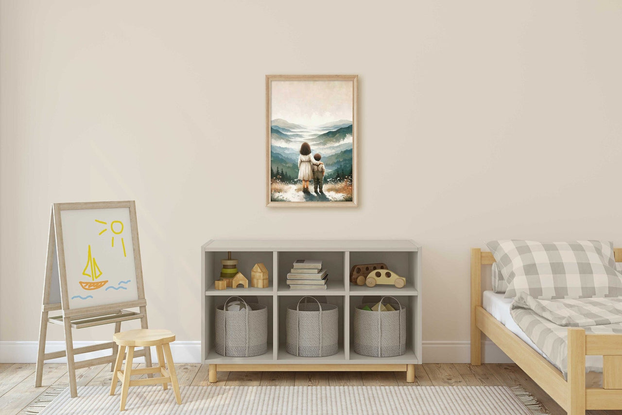 Siblings Adventure Wall Art – Family Nursery Print