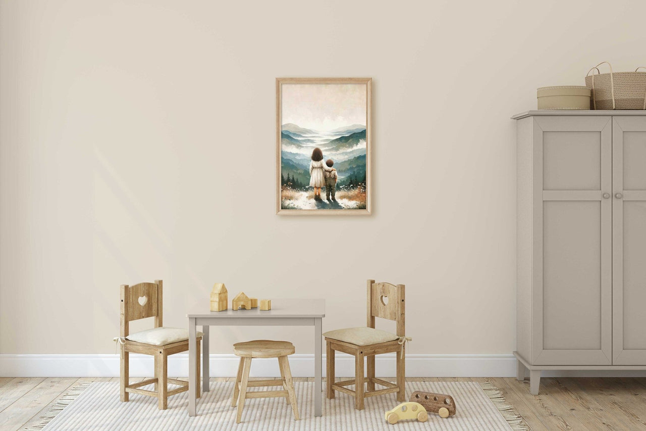 Siblings Adventure Wall Art – Family Nursery Print
