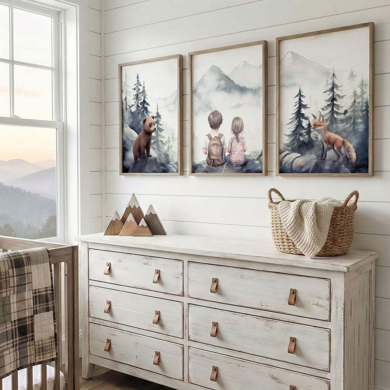 Brother & Sister Wall Art – Siblings Adventure Nursery Print • Set of 3