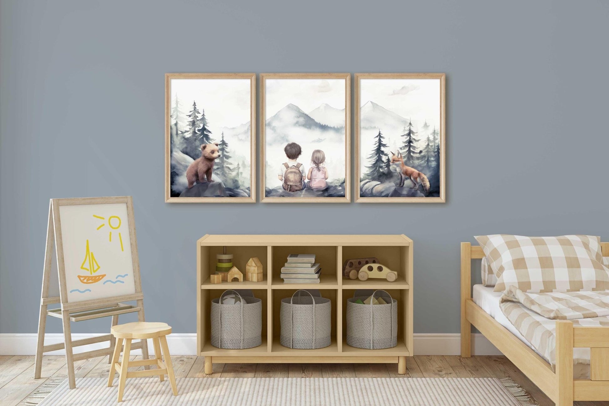 Brother & Sister Wall Decor, Boy and Girl Prints, Woodland Animals - WildfieldPrints