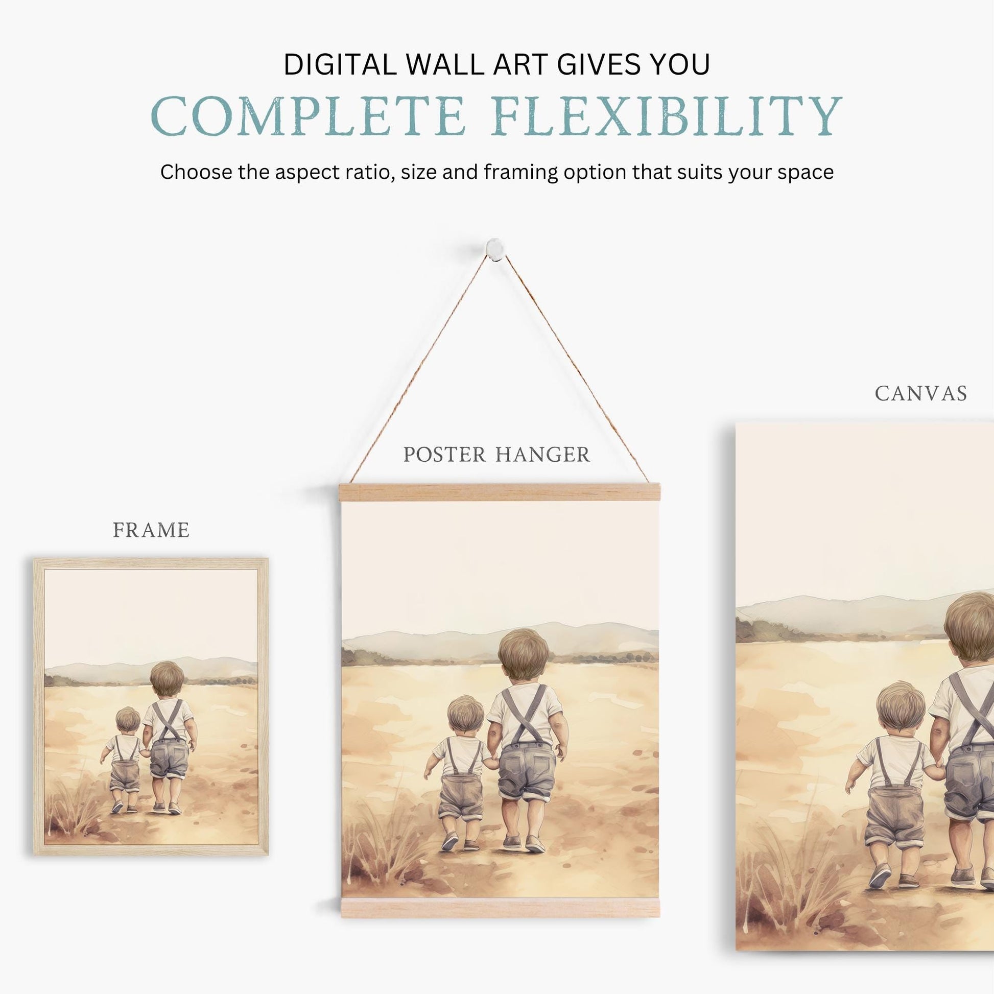 Brother Wall Art, Farmhouse Tractor Decor, Countryside Bedroom Print - WildfieldPrints