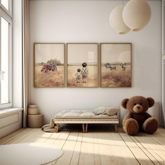 Brother Wall Art, Vintage Farm Decor, Tractor Nursery Prints - WildfieldPrints