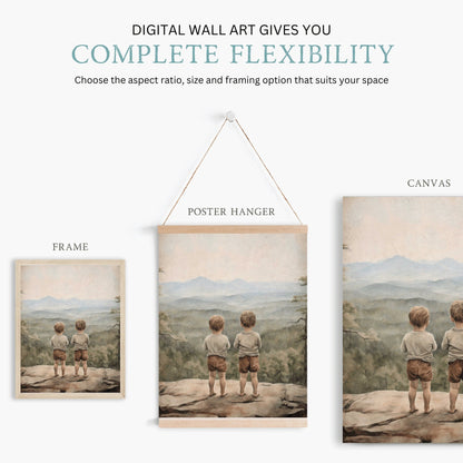 Brothers Adventure Print, Boys Room Decor, Nature - Themed Art - WildfieldPrints