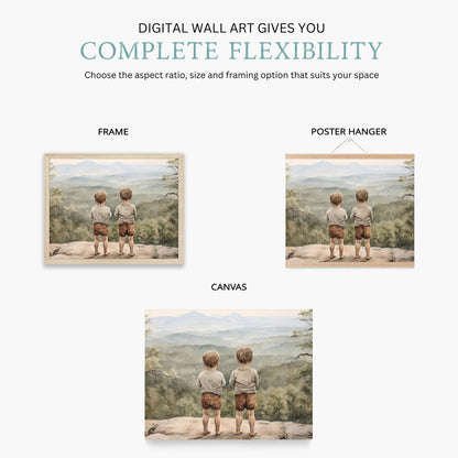 Brothers Adventure Print, Boys Room Decor, Nature - Themed Art - WildfieldPrints